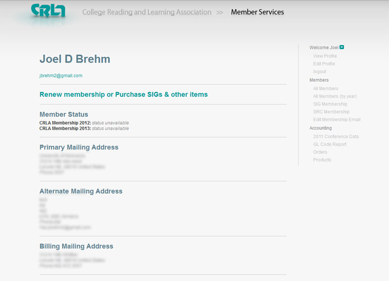 CRLA membership registration system