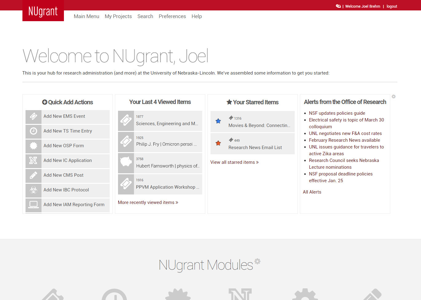 NUgrant research administration system